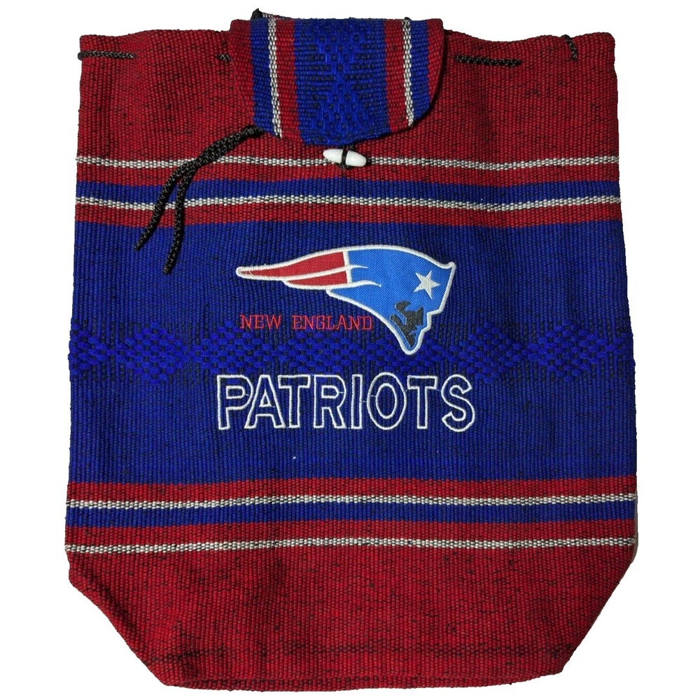 NEW ENGLAND PATROITS Red‎ Blue Drug Rug Mexican Baja Style Woven Backpack